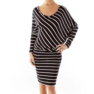 BCBG MaxAzria Black White Striped Jersey Dress